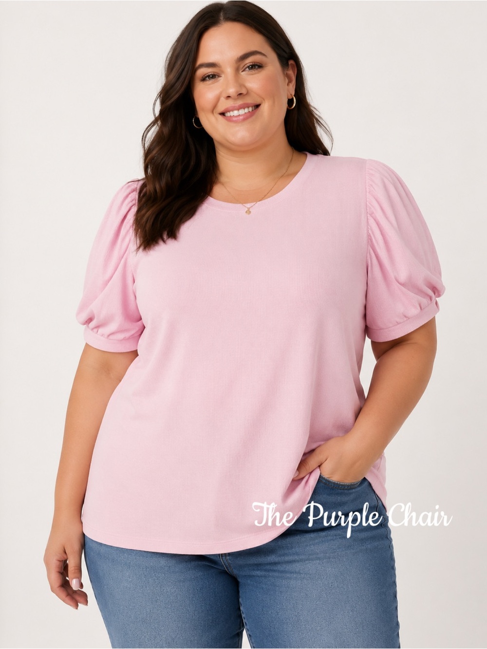 VINCE CAMUTO NWT Women's Pink Peony Short Puff Sleeve Ribbed Top XXL - Picture 14 of 14